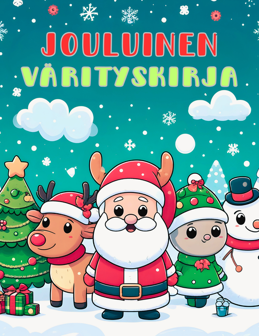 Helppo jouluinen värityskirja lapsille (PDF, tulostettava)