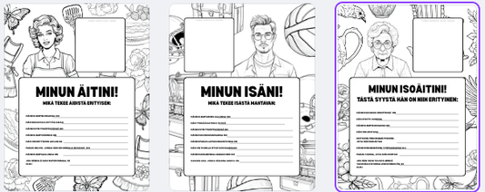 Perhehetken värityssivut – Hauskaa tekemistä ja tutustumista yhdessä – värityssivut lapsille ja perheille (PDF-ladattava) ✏️❤️