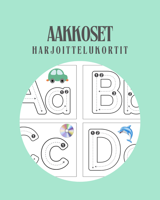 ✨ Aakkoset harjoittelukortit A–Z – Opitaan kirjaimia ilon kautta!