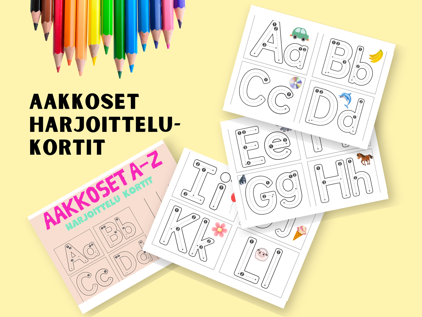 tulostettavat aakkoskortit