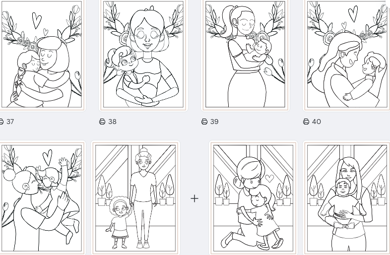 Rakkaudella äidille – Värityspaketti lapsilta äidille (PDF) 60-sivua ️❤️