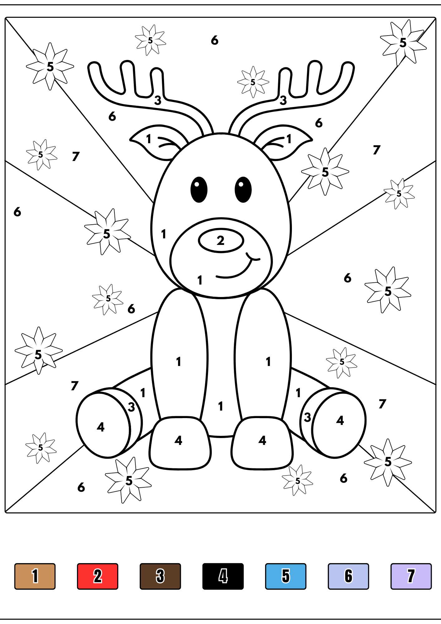 Joulun värityskirja numeroiden mukaan (21 sivua, tulostettava PDF)