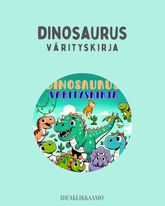 Dinosaurus värityskirja lapsille – 19 sivua tulostettavaa puuhaa (PDF)
