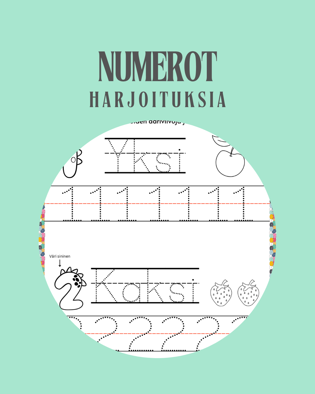 Tulostettava tehtäväpaketti – numerot, yhteen- ja vähennyslasku (3–6 v)