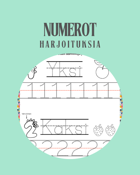 Tulostettava tehtäväpaketti – numerot, yhteen- ja vähennyslasku (3–6 v)