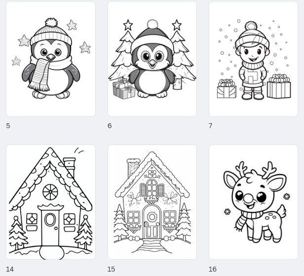 Helppo jouluinen värityskirja lapsille (PDF, tulostettava)