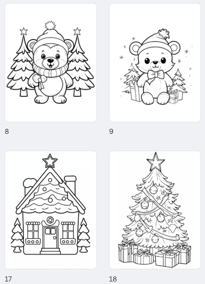 Helppo jouluinen värityskirja lapsille (PDF, tulostettava)