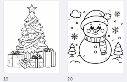 Helppo jouluinen värityskirja lapsille (PDF, tulostettava)