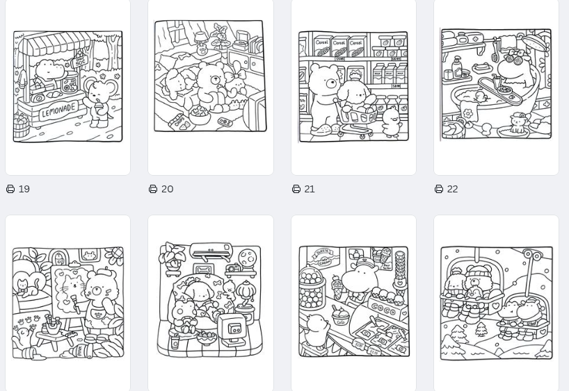 Cozy Friends - söpö tulostettava värityskirja aikuisille ja lapsille | 39 sivua söpöä väritystä