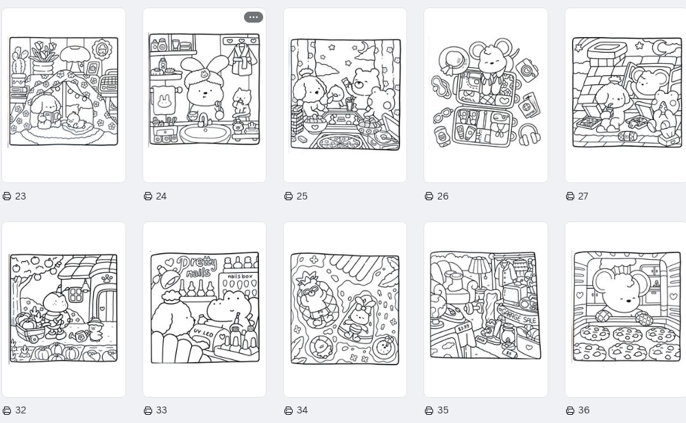 Cozy Friends - söpö tulostettava värityskirja aikuisille ja lapsille | 39 sivua söpöä väritystä