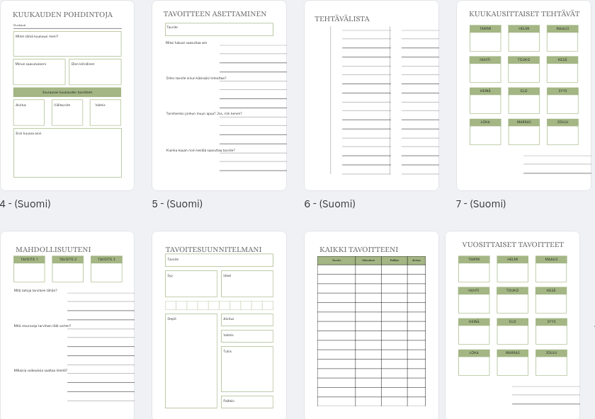 Suunta selkeäksi – Täytettävä työkirja tavoitteiden hahmottamiseen ja unelmiesi saavuttamiseen ✨ (PDF-ladattava)