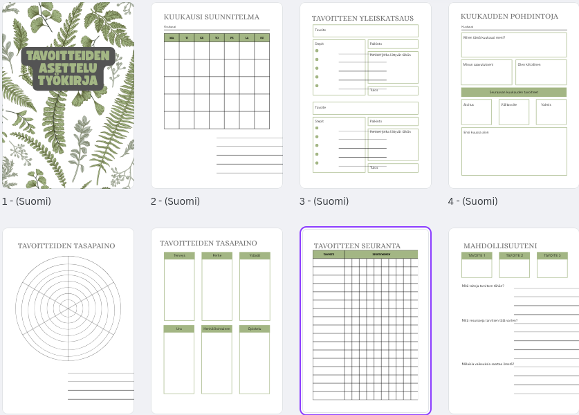Suunta selkeäksi – Täytettävä työkirja tavoitteiden hahmottamiseen ja unelmiesi saavuttamiseen ✨ (PDF-ladattava)