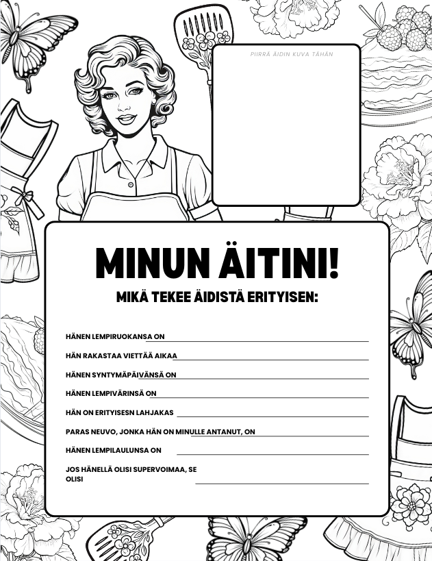 Perhehetken värityssivut – Hauskaa tekemistä ja tutustumista yhdessä – värityssivut lapsille ja perheille (PDF-ladattava) ✏️❤️