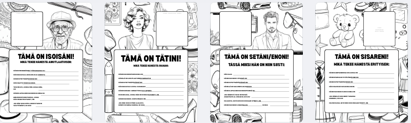 Perhehetken värityssivut – Hauskaa tekemistä ja tutustumista yhdessä – värityssivut lapsille ja perheille (PDF-ladattava) ✏️❤️