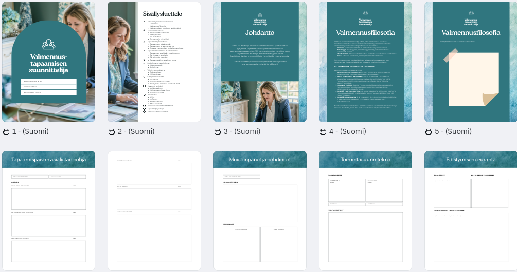 Työpohjat valmentajalle – Selkeytä istunnot ja rakenna luottamusta - valmennustapaamisten suunnittelija – Tuo selkeyttä, kasvua ja tuloksia valmennusmatkallesi! ✨🖋️✅