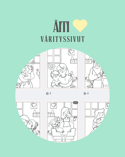 Rakkaudella äidille – Värityspaketti lapsilta äidille (PDF) 60-sivua ️❤️