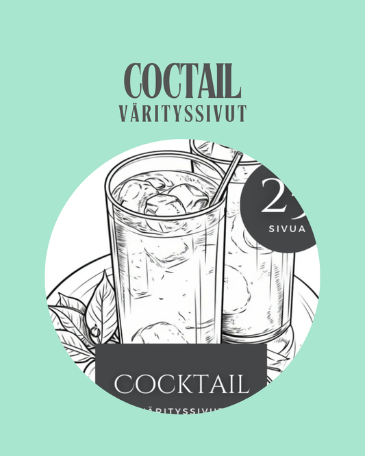 Väritä drinkit – Värityspaketti aikuiseen iltaan - 25 sivua