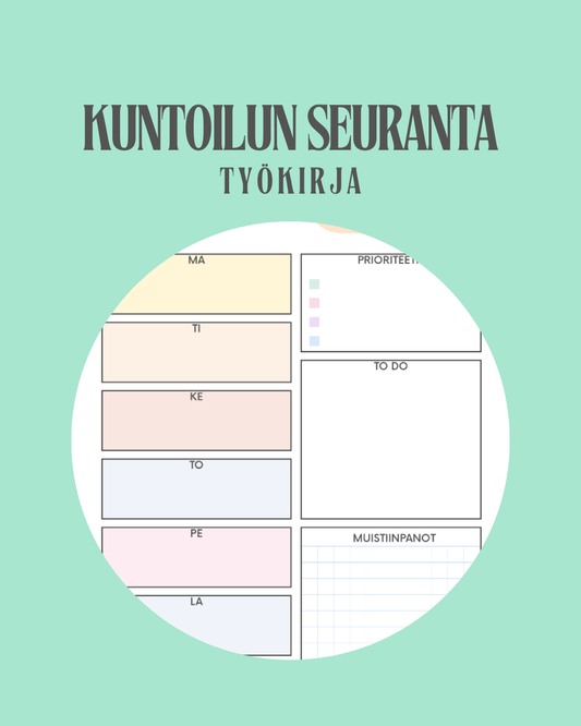 Oman kehon kalenteri – Seurantatyökalu lempeään kuntoiluun - Planner & Treenipäiväkirja | Ideaklikkaamo