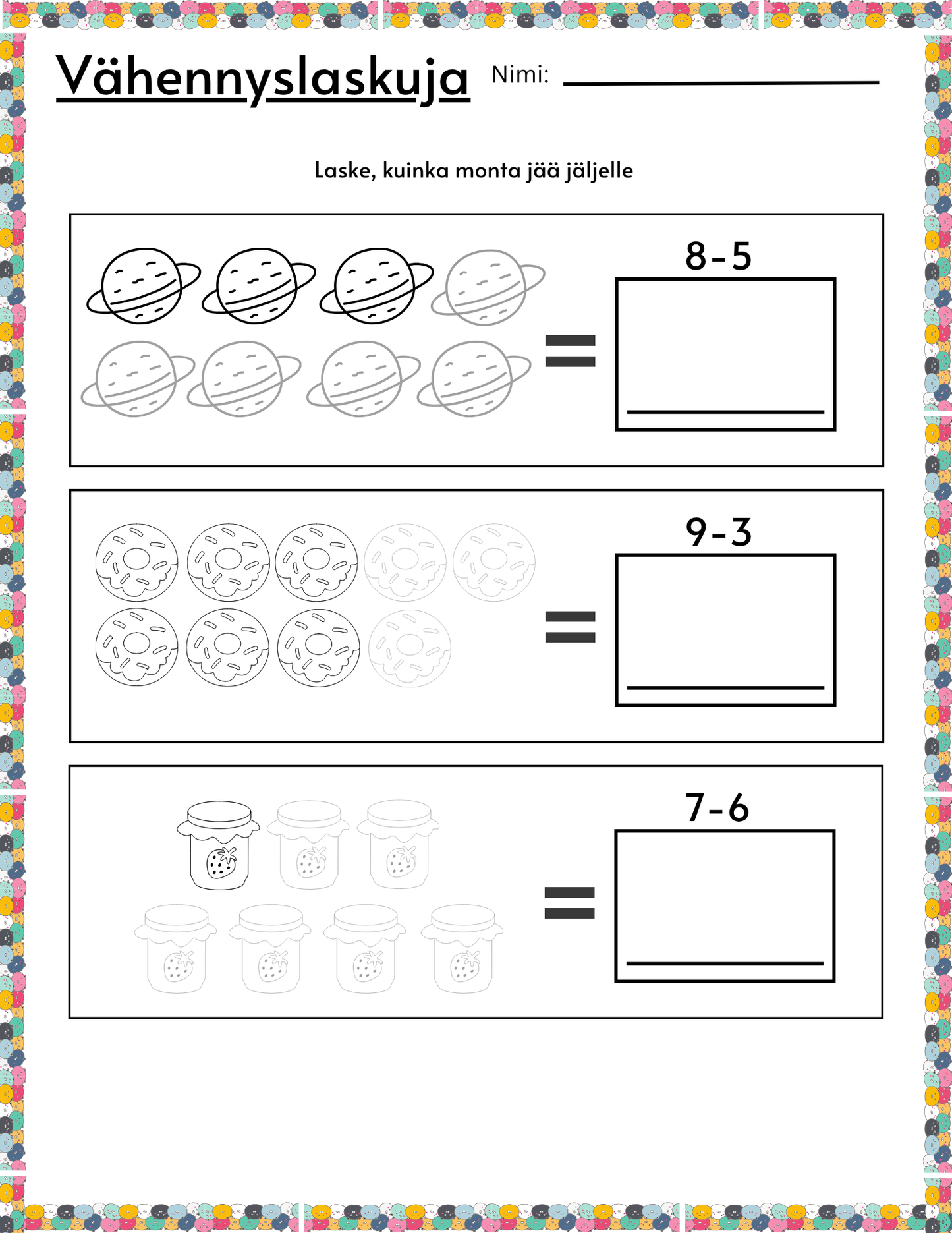 laskuharjoituksia pienille lapsille ja eskarilaisille