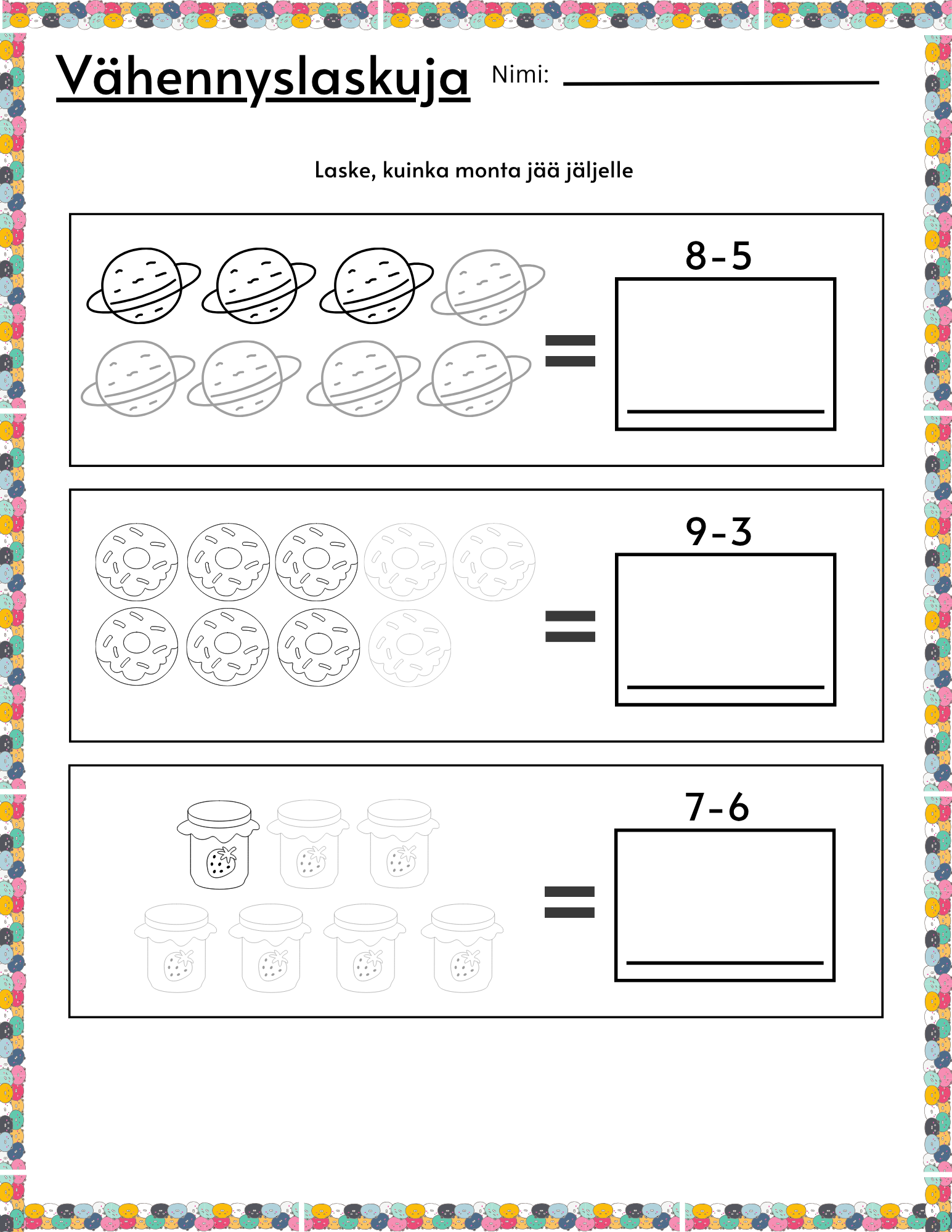 laskuharjoituksia pienille lapsille ja eskarilaisille