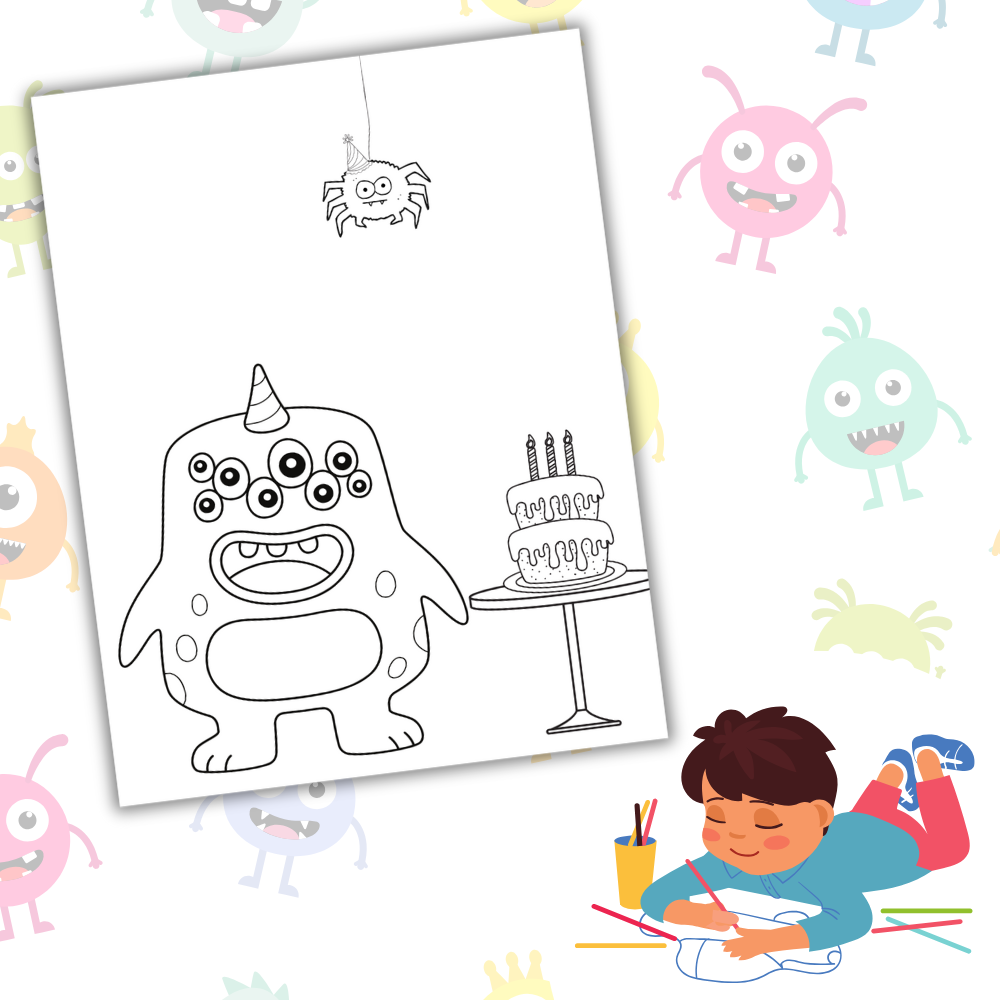 Naurettavan söpöt monsterit – Värityssivut lapsille – tulostettava PDF 👾🖍️