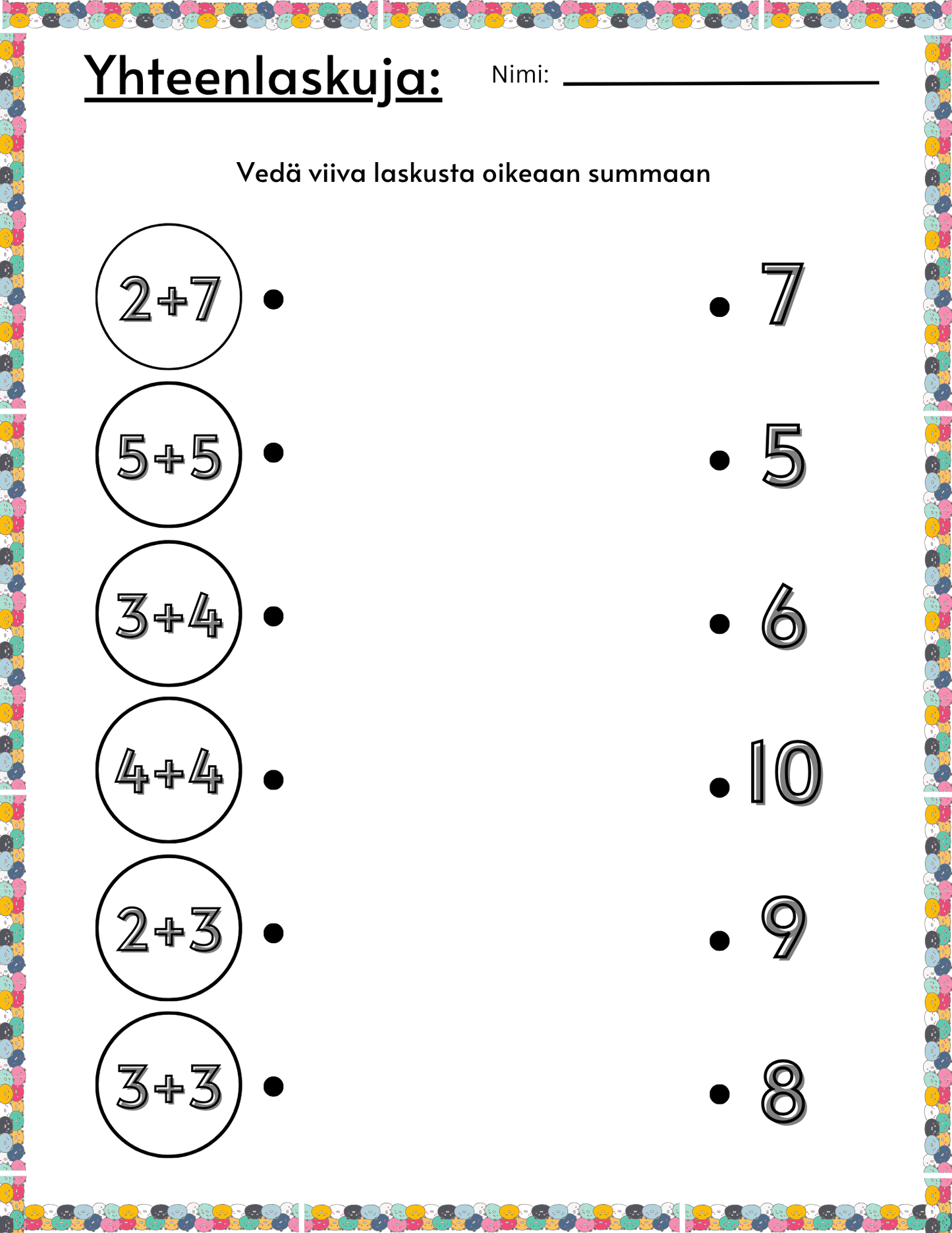 pluslaskuja lapsille ja koululaisille