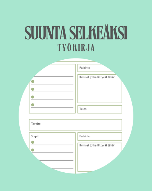 Suunta selkeäksi – Täytettävä työkirja tavoitteiden hahmottamiseen ja unelmiesi saavuttamiseen ✨ (PDF-ladattava)