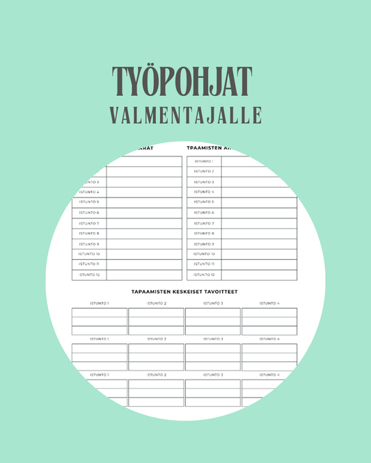 Työpohjat valmentajalle – Selkeytä istunnot ja rakenna luottamusta - valmennustapaamisten suunnittelija – Tuo selkeyttä, kasvua ja tuloksia valmennusmatkallesi! ✨🖋️✅