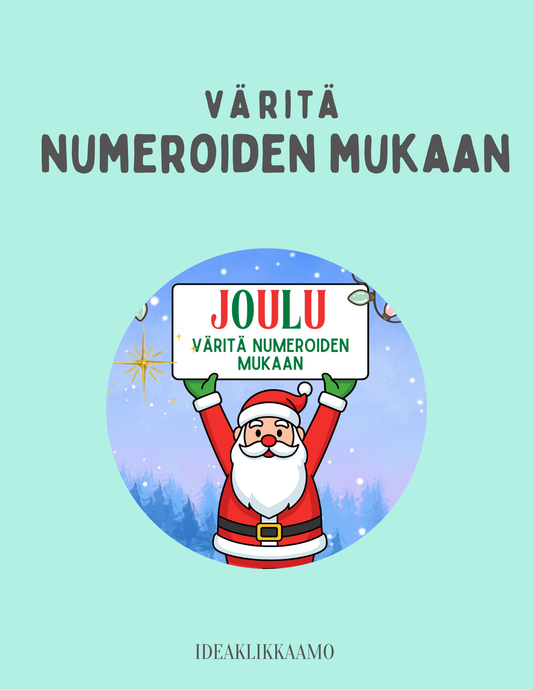 Joulun värityskirja numeroiden mukaan (21 sivua, tulostettava PDF)