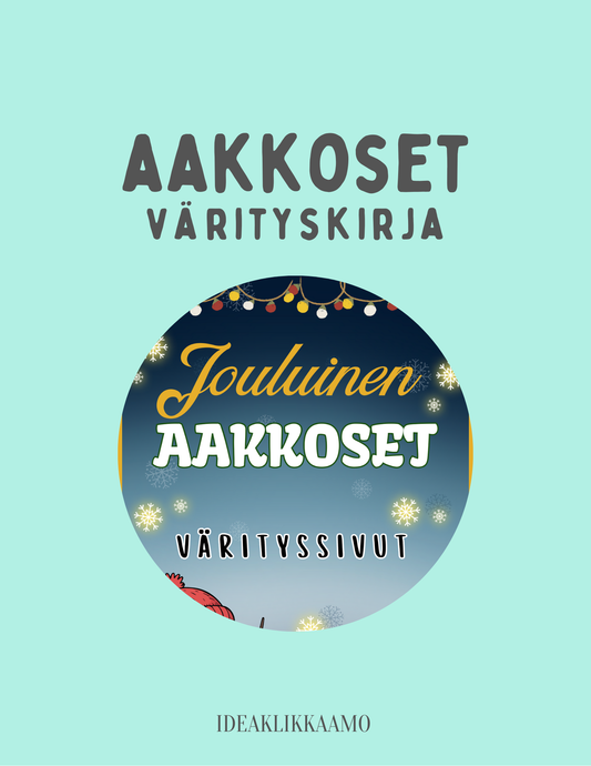 Jouluinen aakkoset – värityssivut lapsille (PDF, tulostettava)